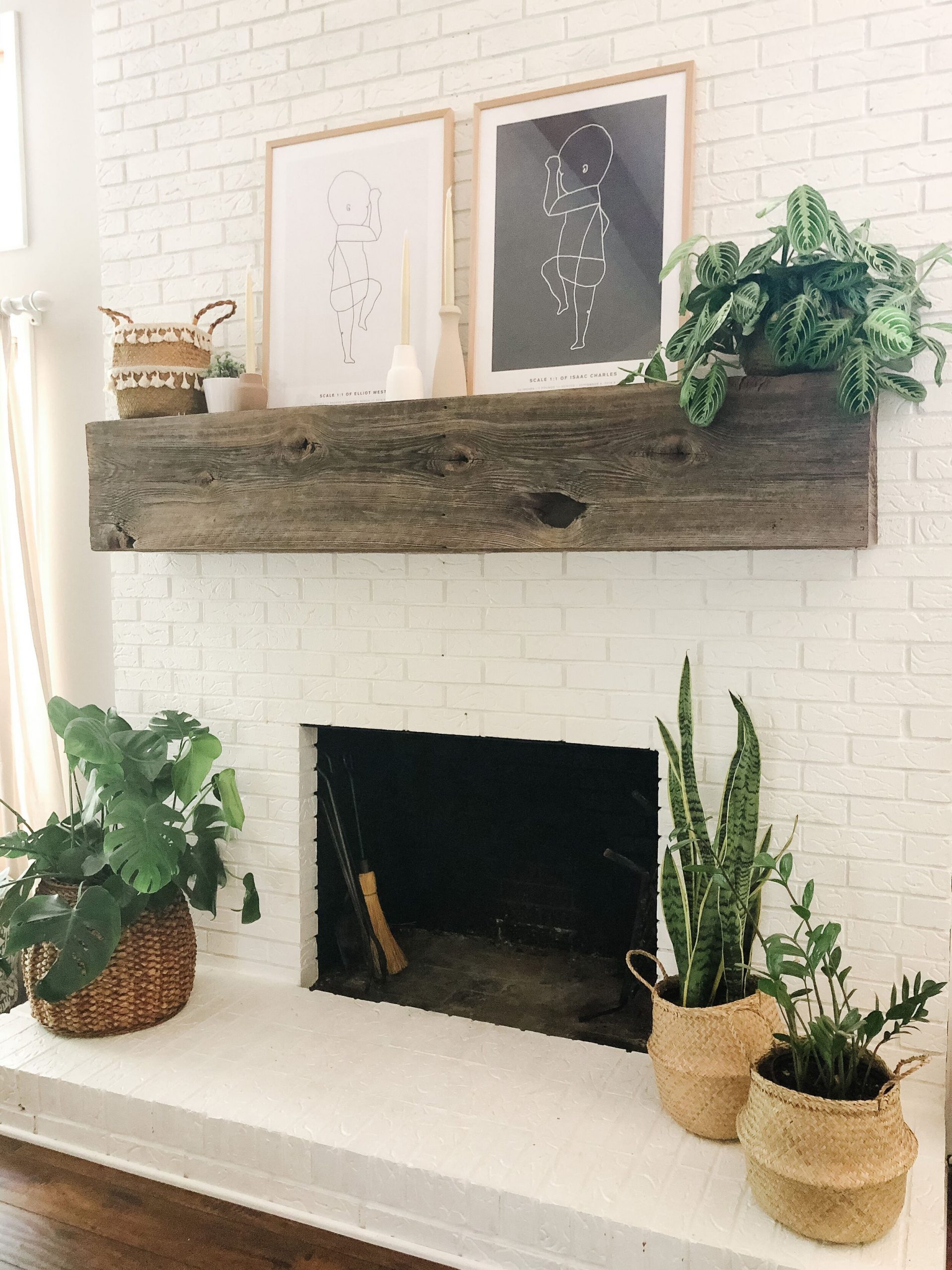 Brick Fireplace Makeover + DIY Mantle