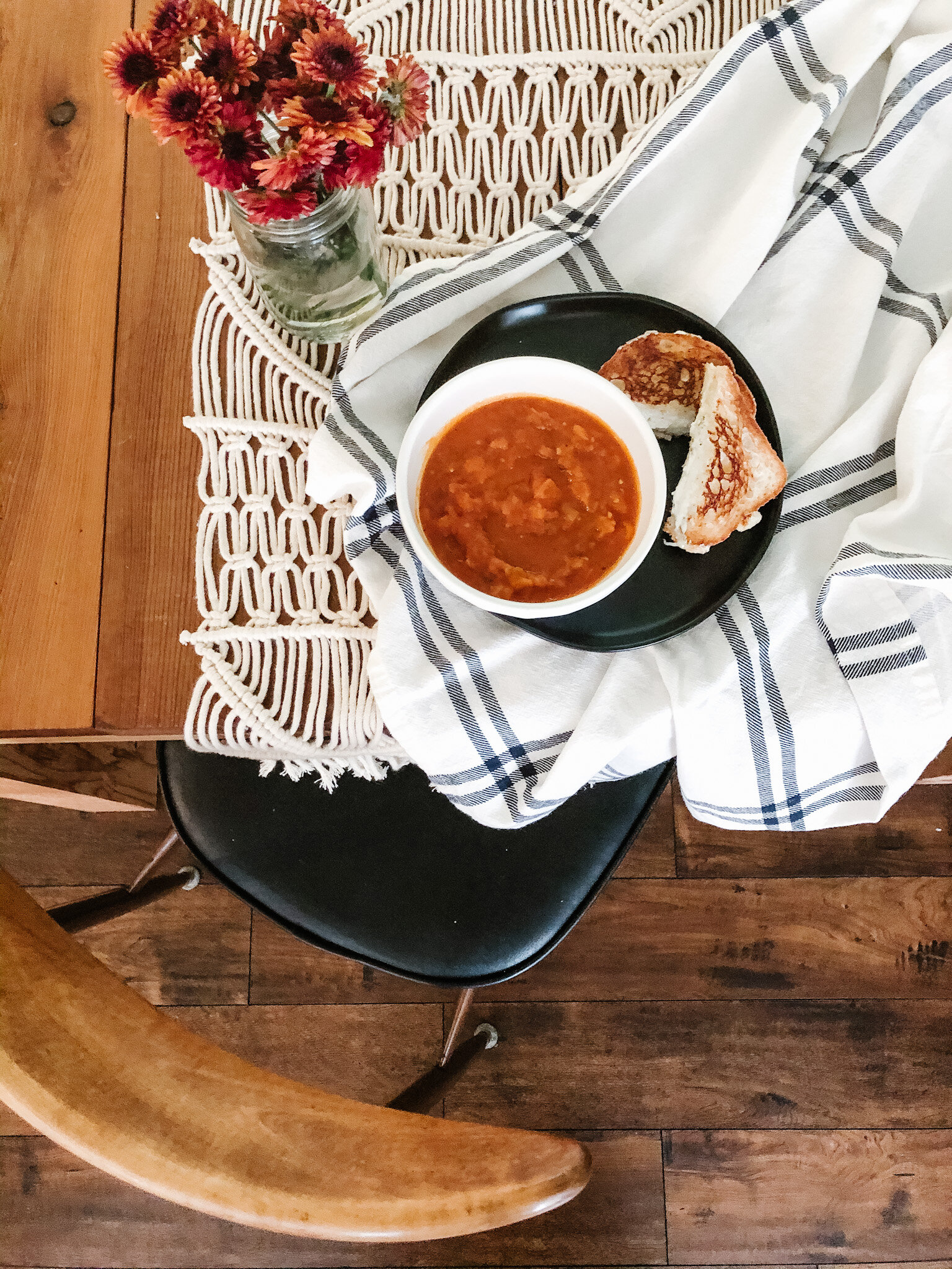 Homemade Tomato Bisque + Herbed Grilled Cheese