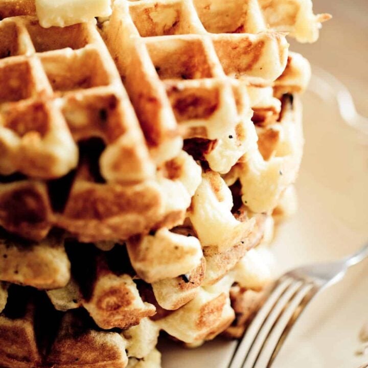 Close up of warm fully waffles made without milk