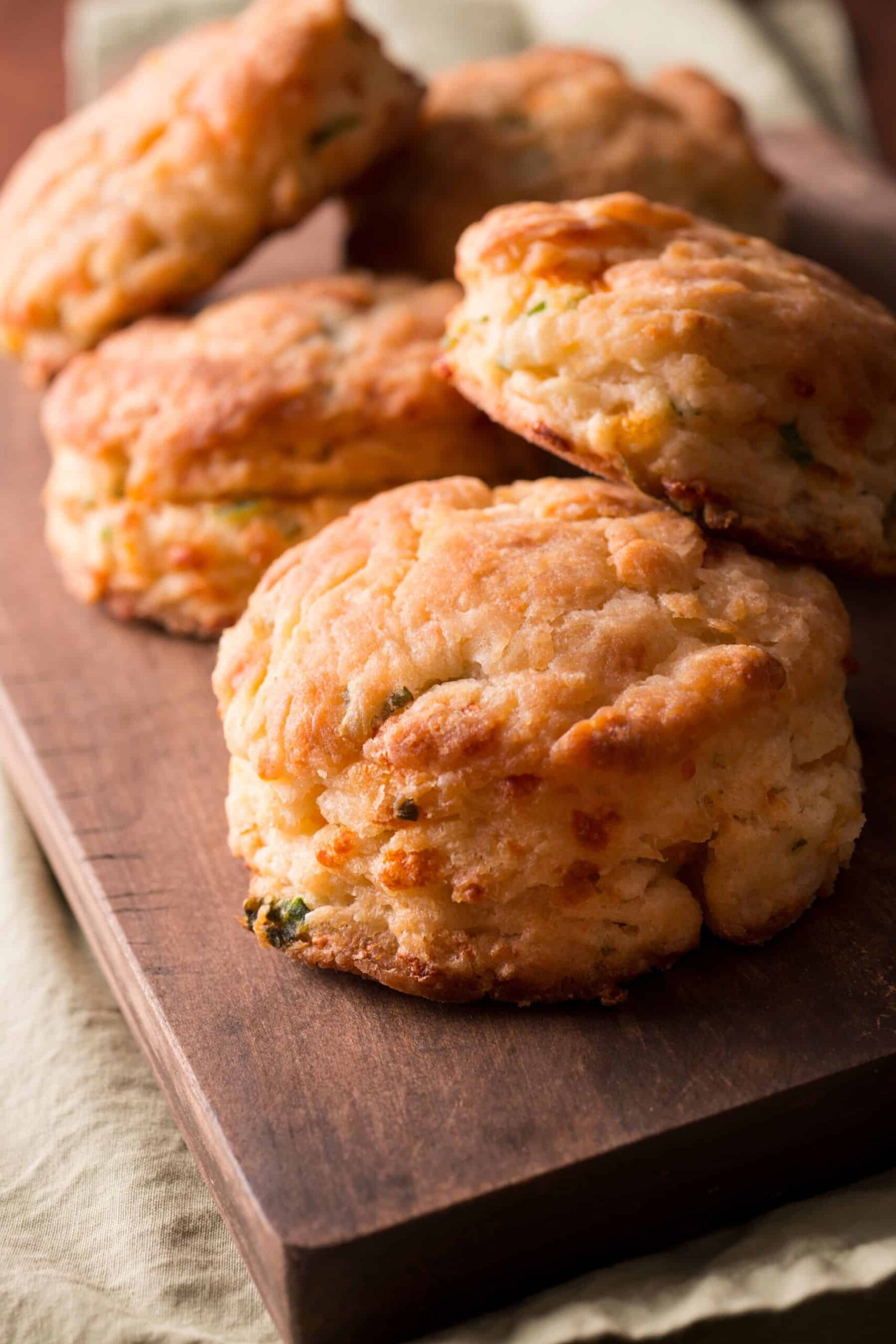 Close up of fresh garlic herb biscuits