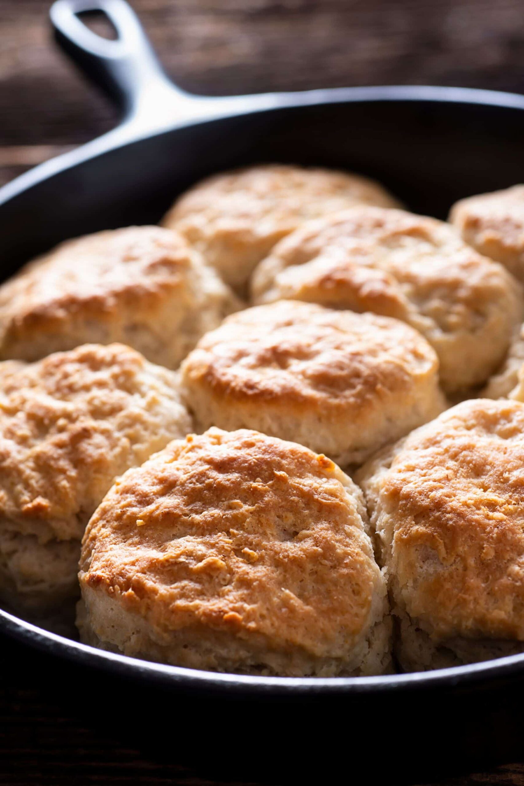 Delicious fresh milled flour biscuits in a cast iron pan