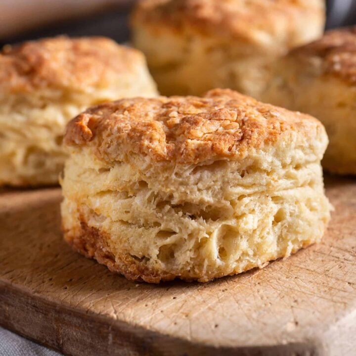 close up of fresh milled flour homemade biscuits
