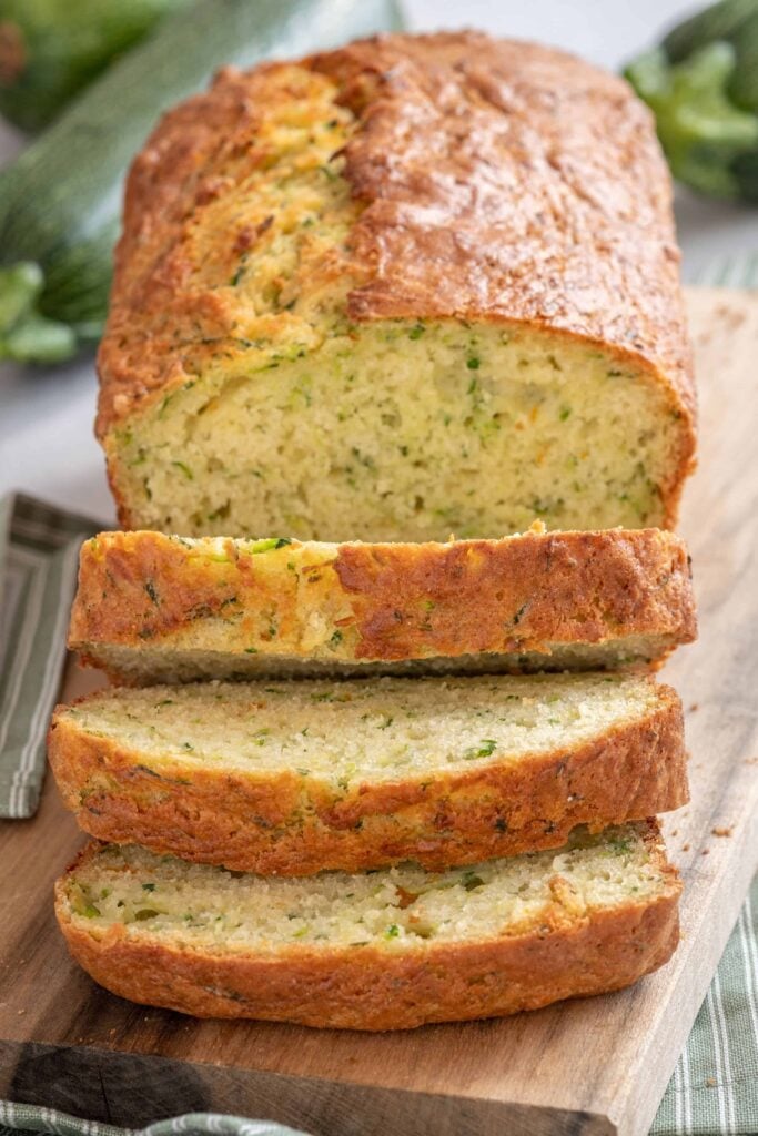 Close up of freshly baked zucchini bread made with whole wheat flour.