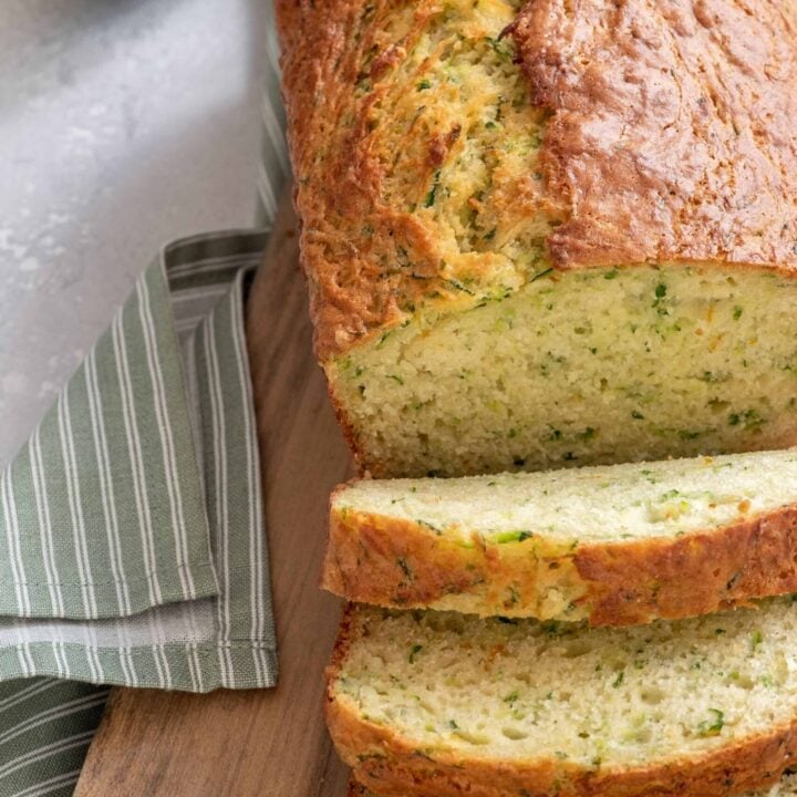 Fresh milled flour zucchini bread on a cutting board