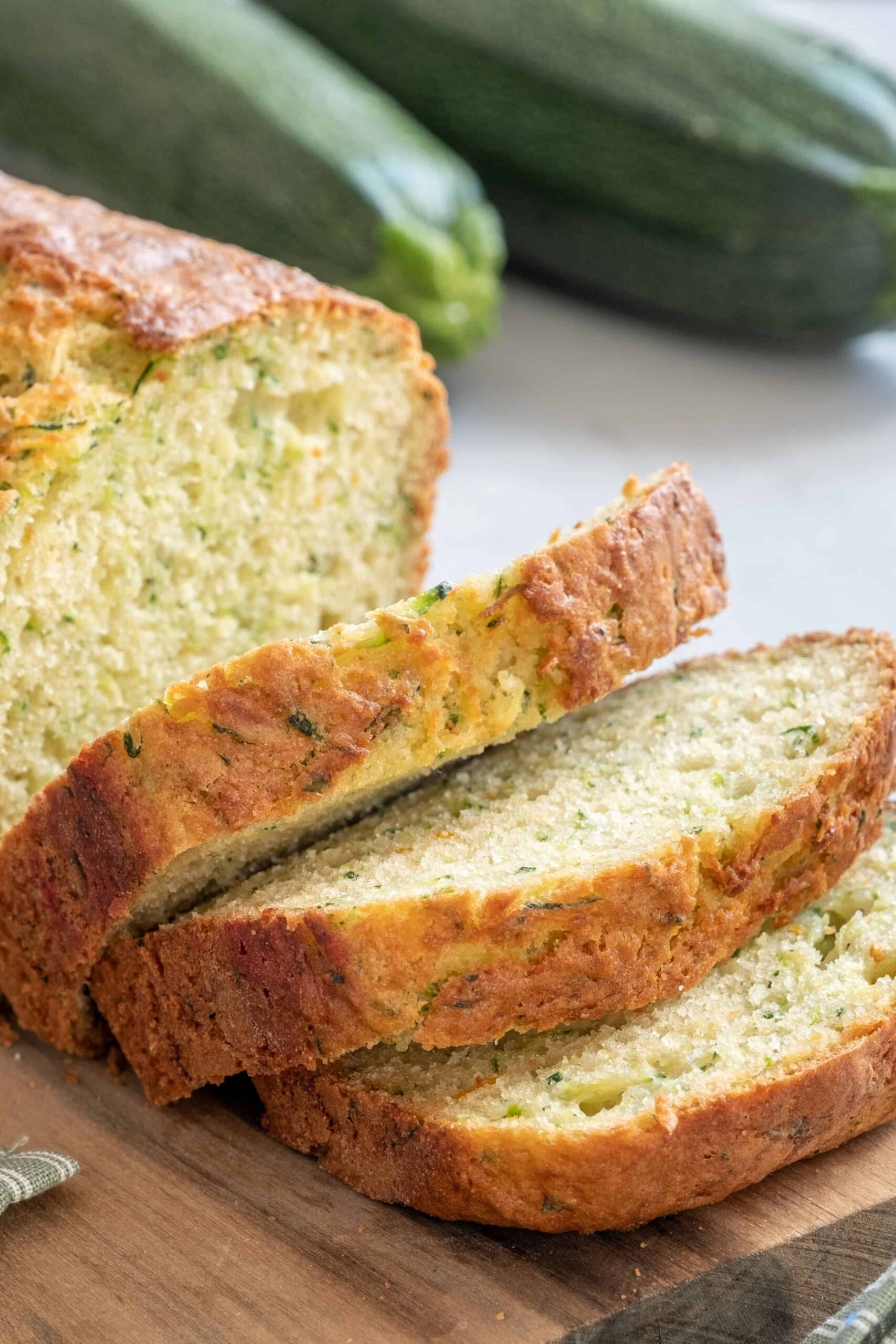 Close up of freshly baked zucchini bread made with whole wheat flour.