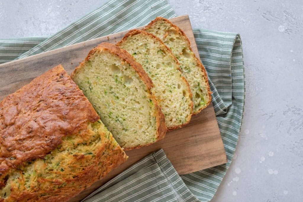 Homeamde zucchini bread made with whole wheat flour.