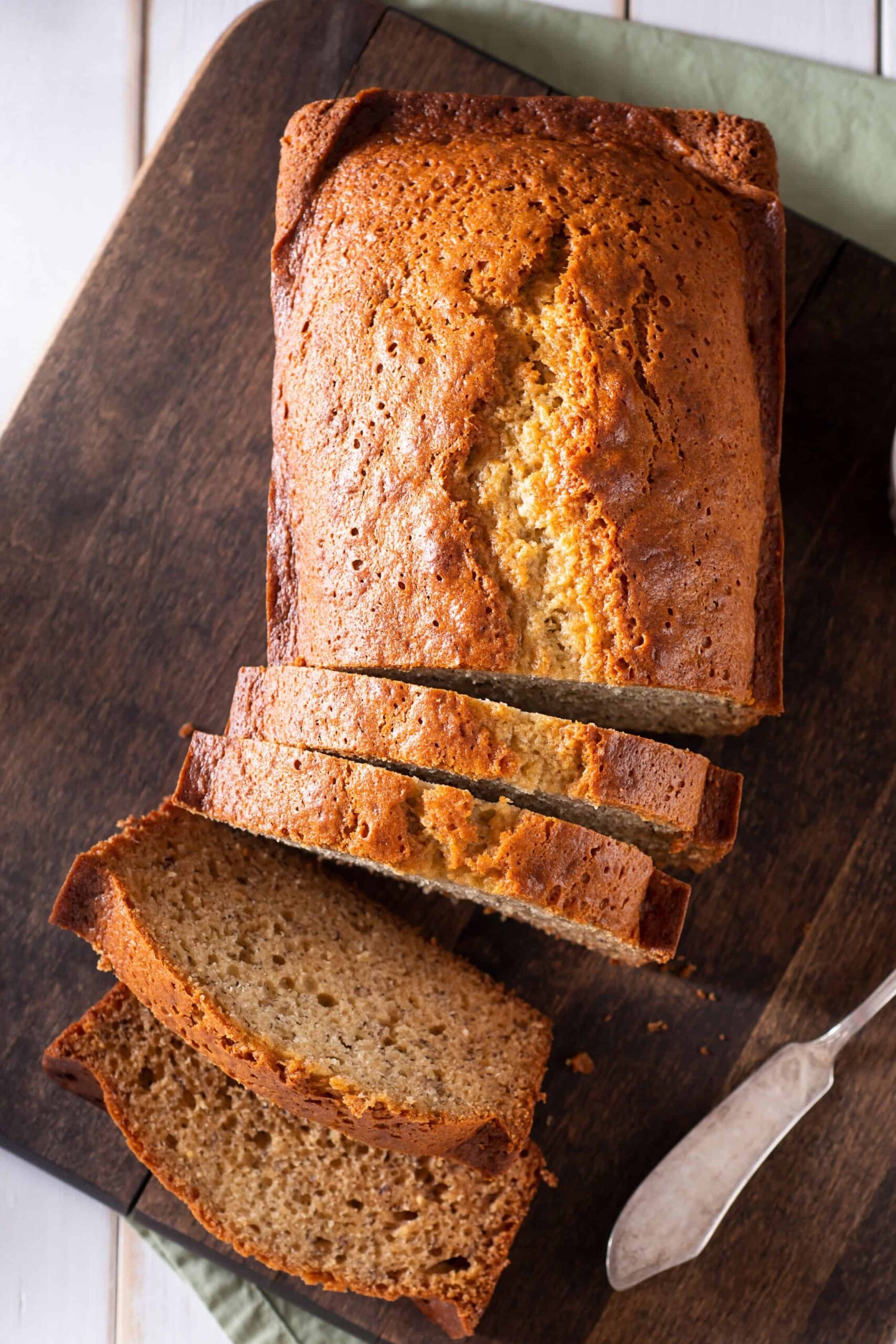 kodiak banana bread on cutting board